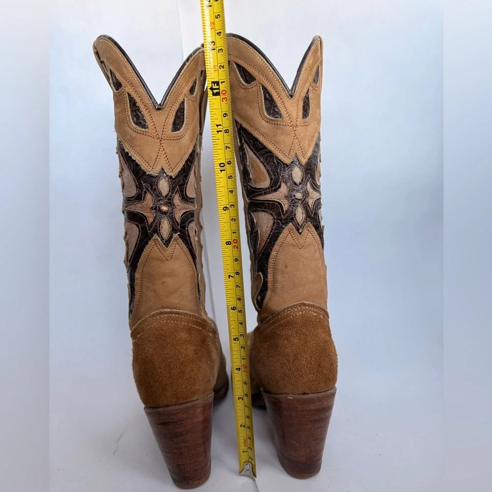 Miss Capezio Brown Suede Butterfly Western Cowgirl Boots in size 7.5 - Picture 6 of 7